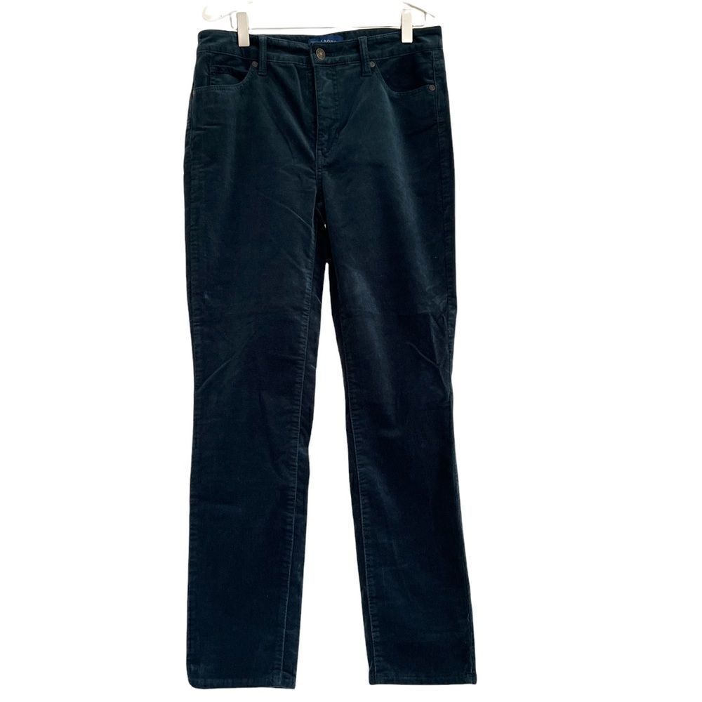 Talbots High Waist Straight Leg Peacock Blue/Green Pinwale Corduroy Pants 4P